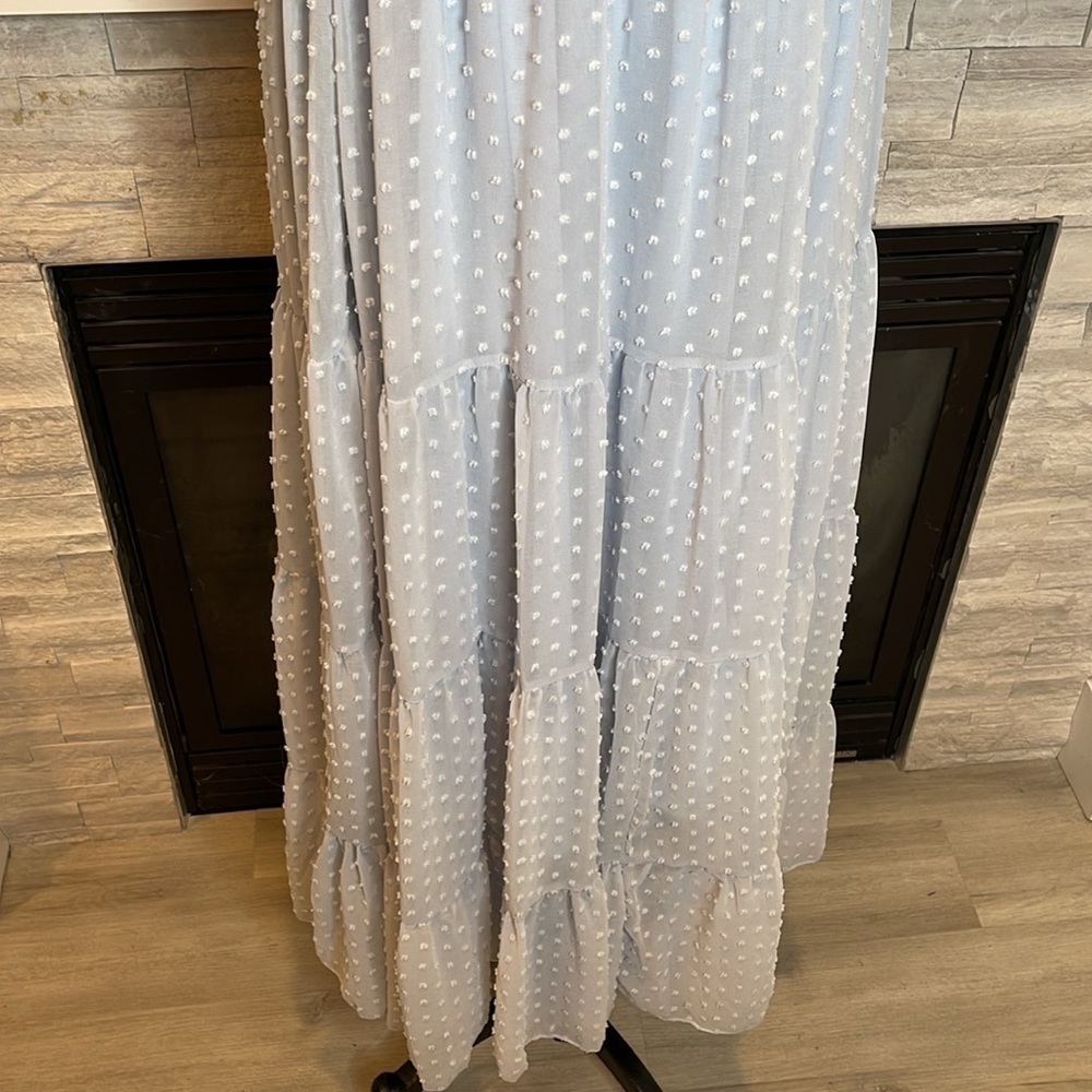 Sky Blue Off Shoulder Ruffle Maxi Dress Size Medium - Picture 6 of 12
